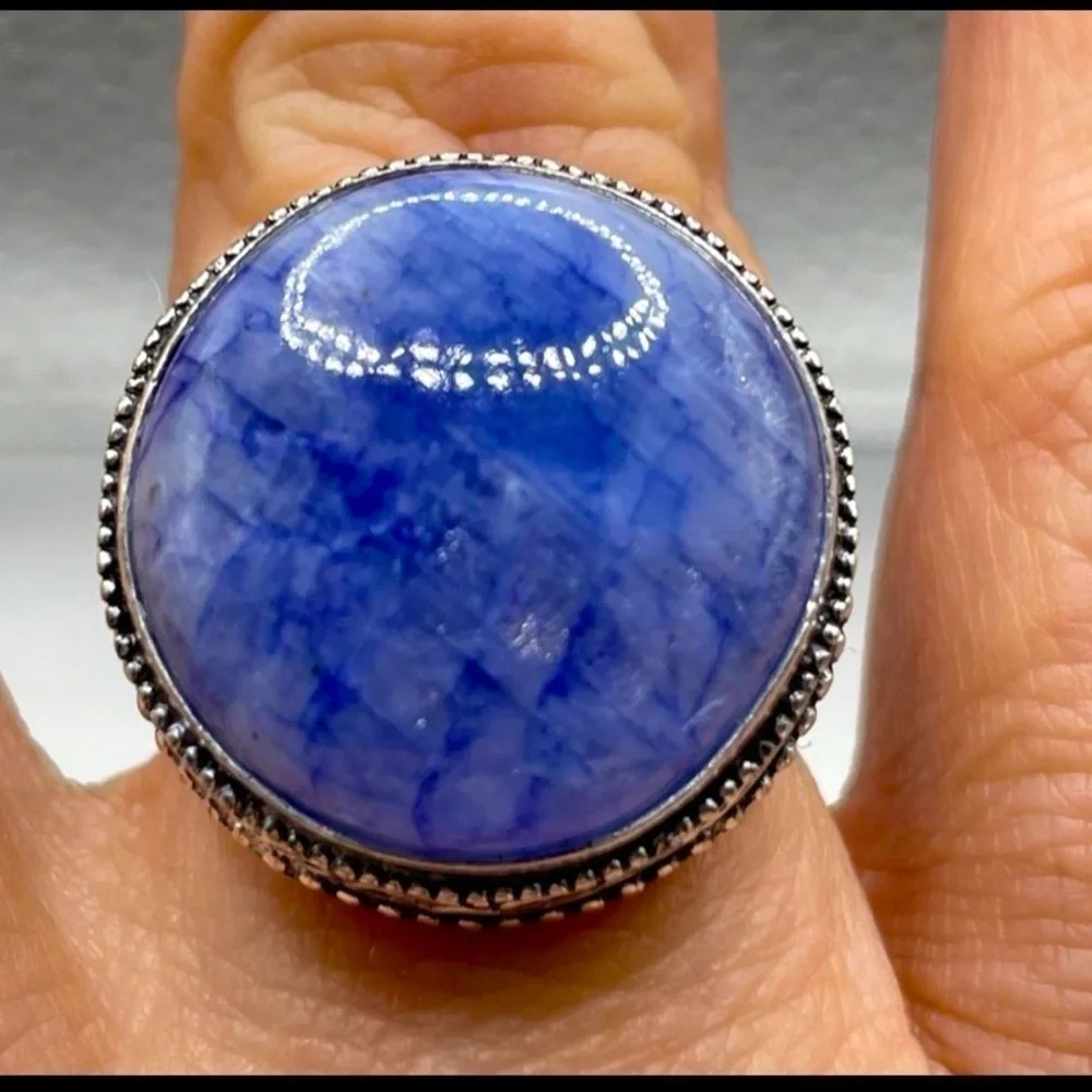 Blue Solar Quartz Ring 925 - Picture 4 of 8